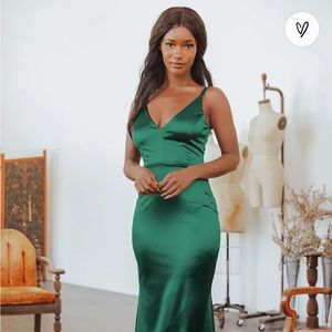 Lulu green satin dress
